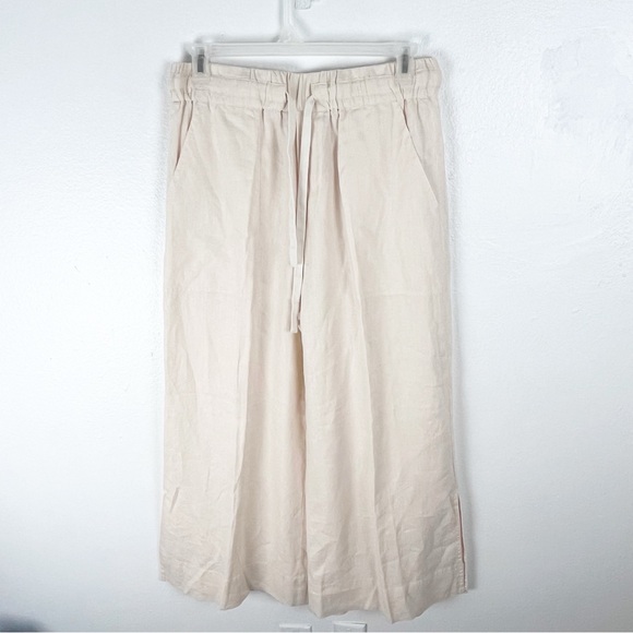 A.L.C. Pants - A.L.C. 100% Linen Cream High Rise Wide Leg Drawstring Waist Pockets Pants 12